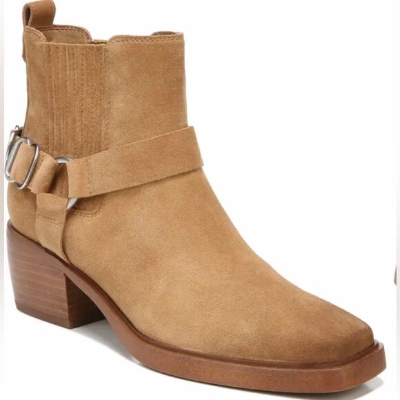 Sam Edelman Bellamie Leather Suede Western Style Ankle Boots Camel Size 6 - Picture 2 of 11